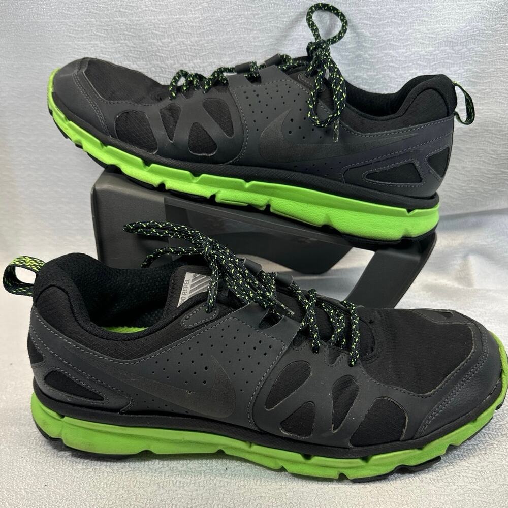 Nike Flex Trail H2O Repel Mens Running Shoes Black Lime Green 538552-001 Size 10 - Picture 2 of 7
